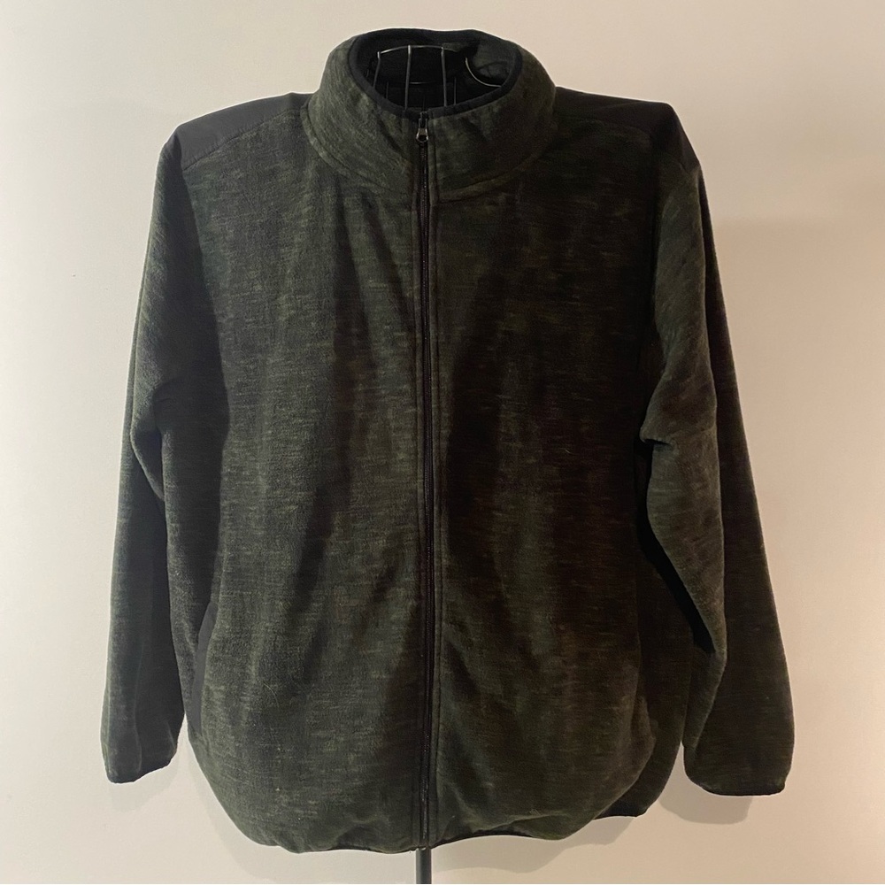 Open Trails Men’s Green Fleece Jacket Full Zip Pockets Size 2XL